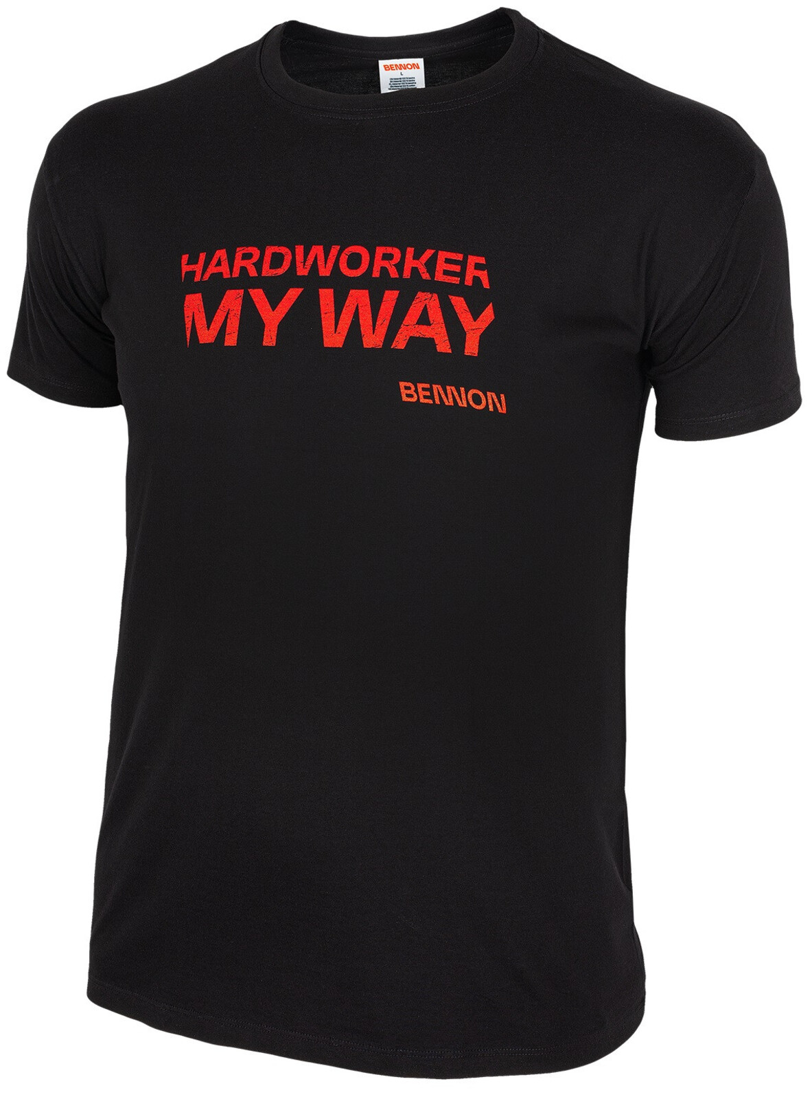 Bavlnené tričko Bennon Hardworker  - veľkosť: S, farba: čierna/červená