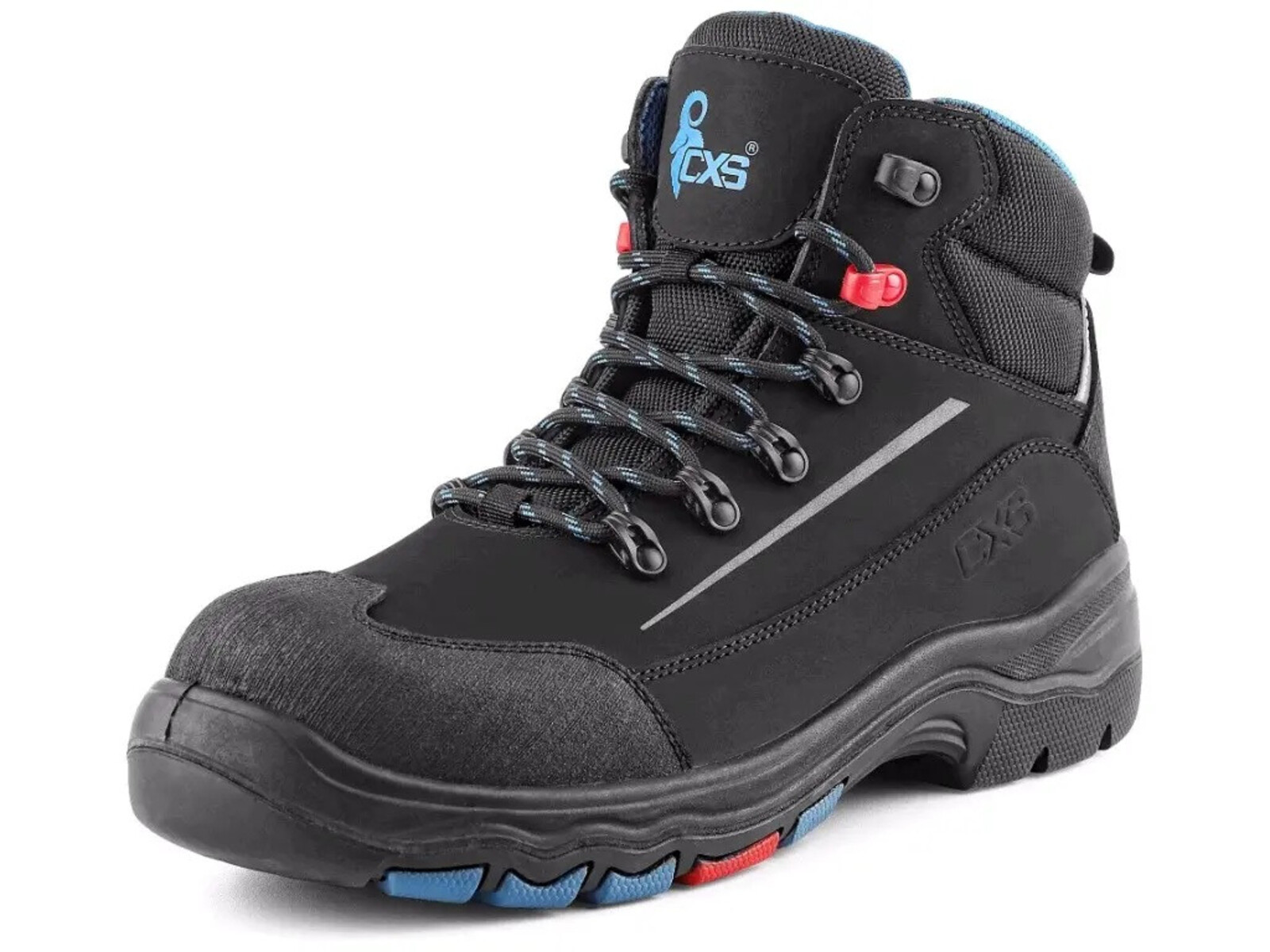 Bezpečnostná členková obuv CXS Land Senja S3S FO HRO SC SR - veľkosť: 46, farba: čierna/modrá