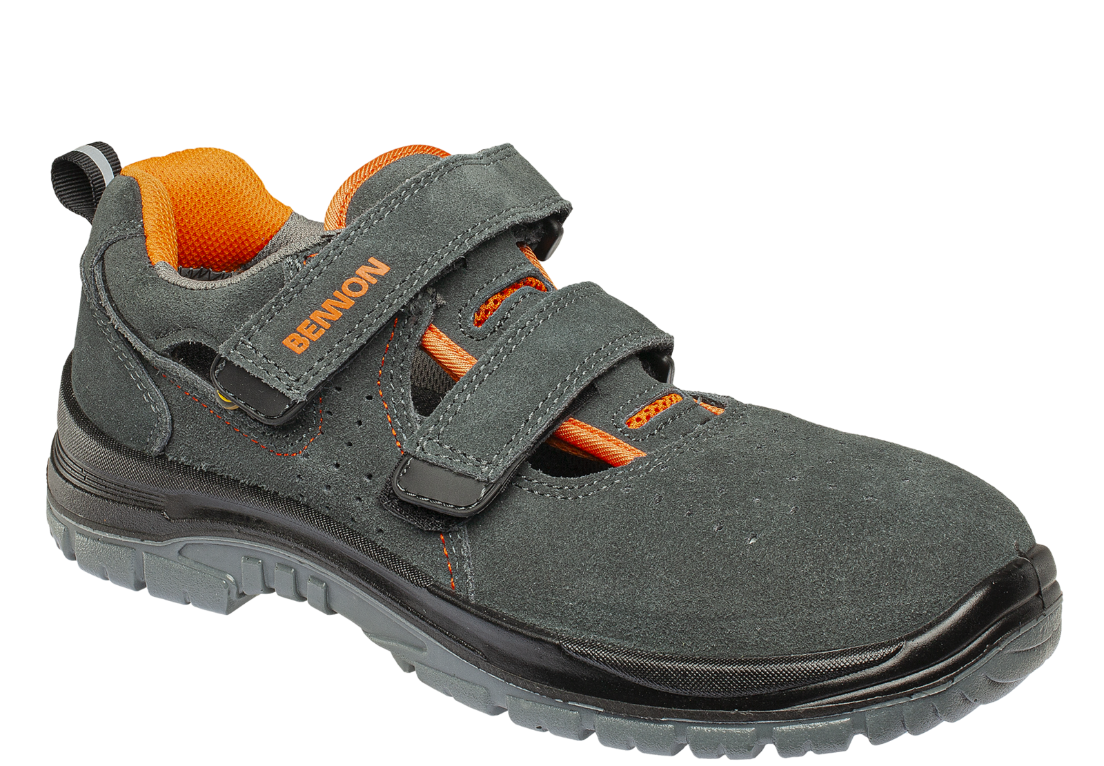 Bezpečnostné sandále Bennon Tobler S1 ESD - veľkosť: 43, farba: sivá/oranžová