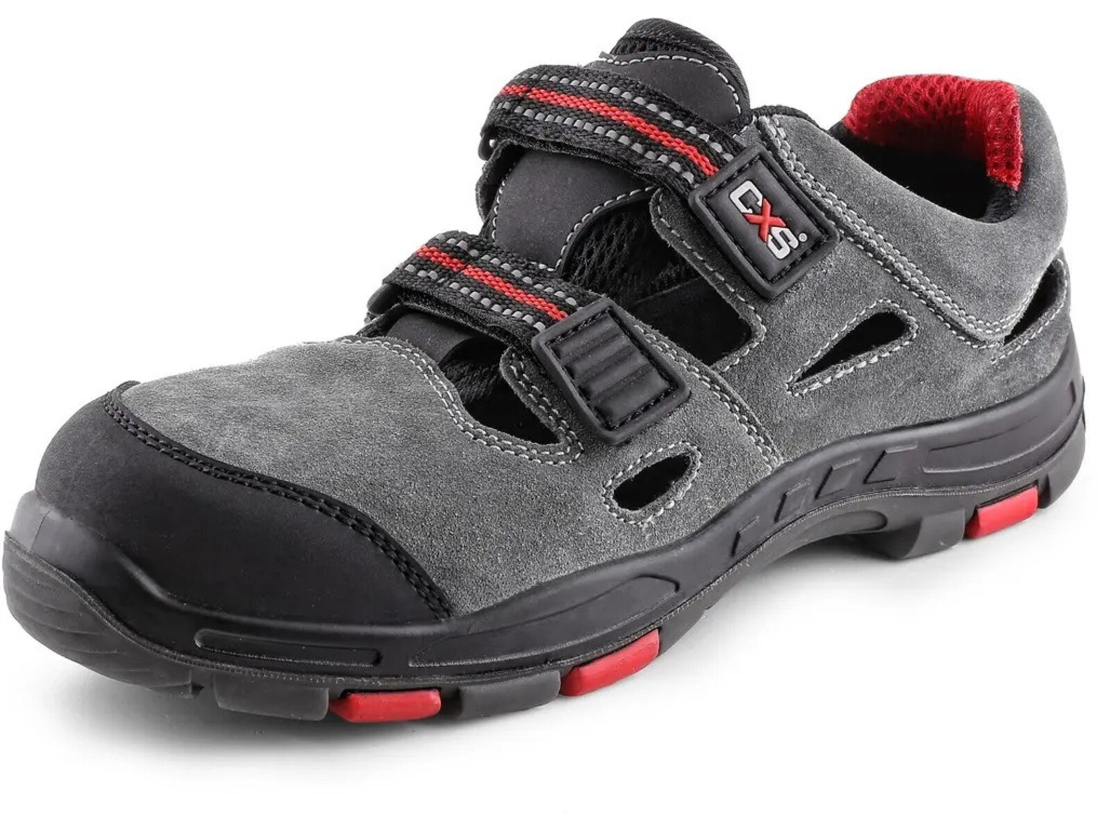 Bezpečnostné sandále CXS Rock Phyllite S1P SRA HRO MF - veľkosť: 48, farba: sivá/červená