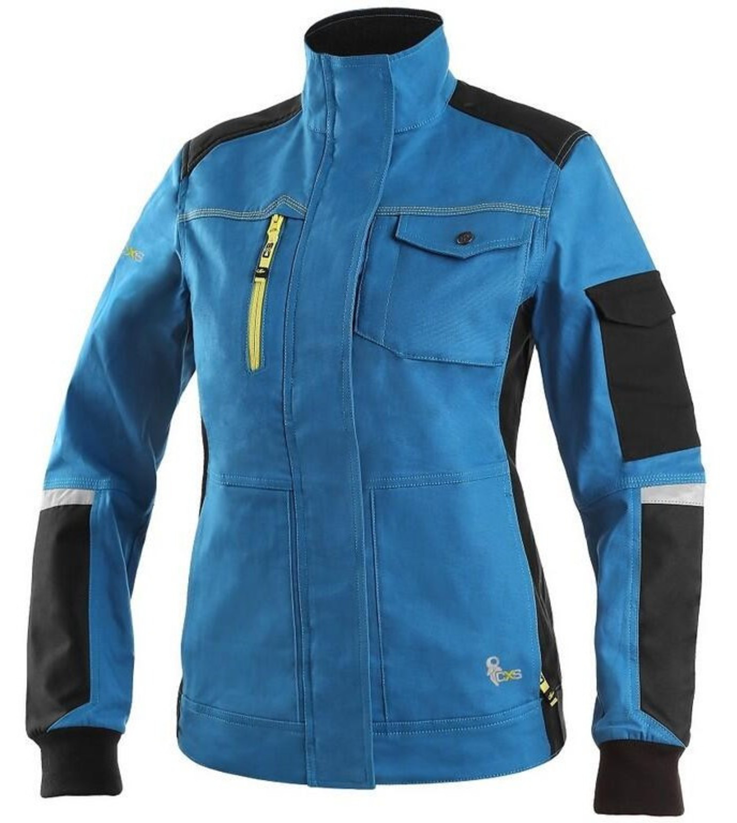 Dámska strečová montérková bunda CXS Stretch - veľkosť: 48, farba: modrá/čierna