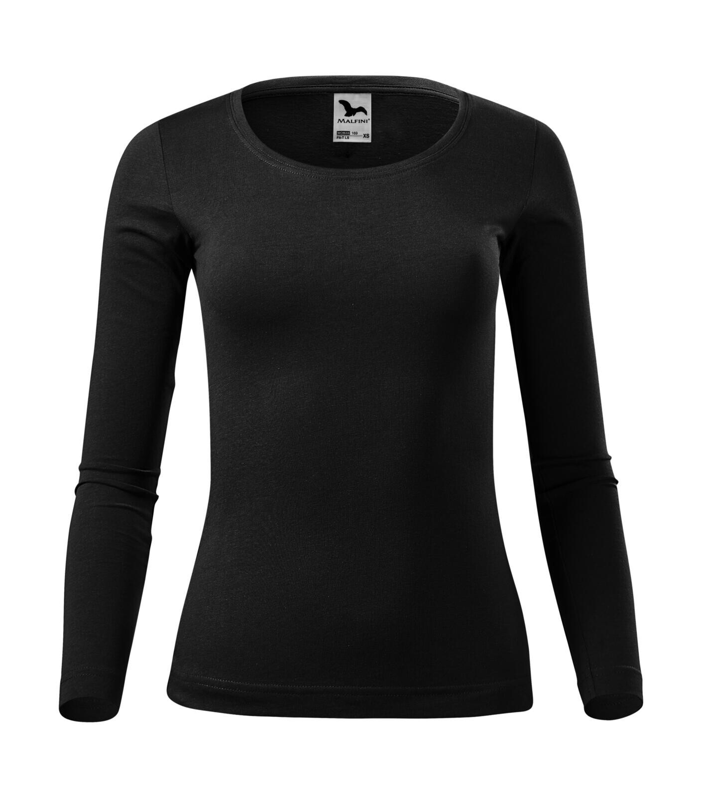 Dámske bavlnené tričko s dlhým rukávom Malfini Fit-T 169 - veľkosť: XL, farba: čierna
