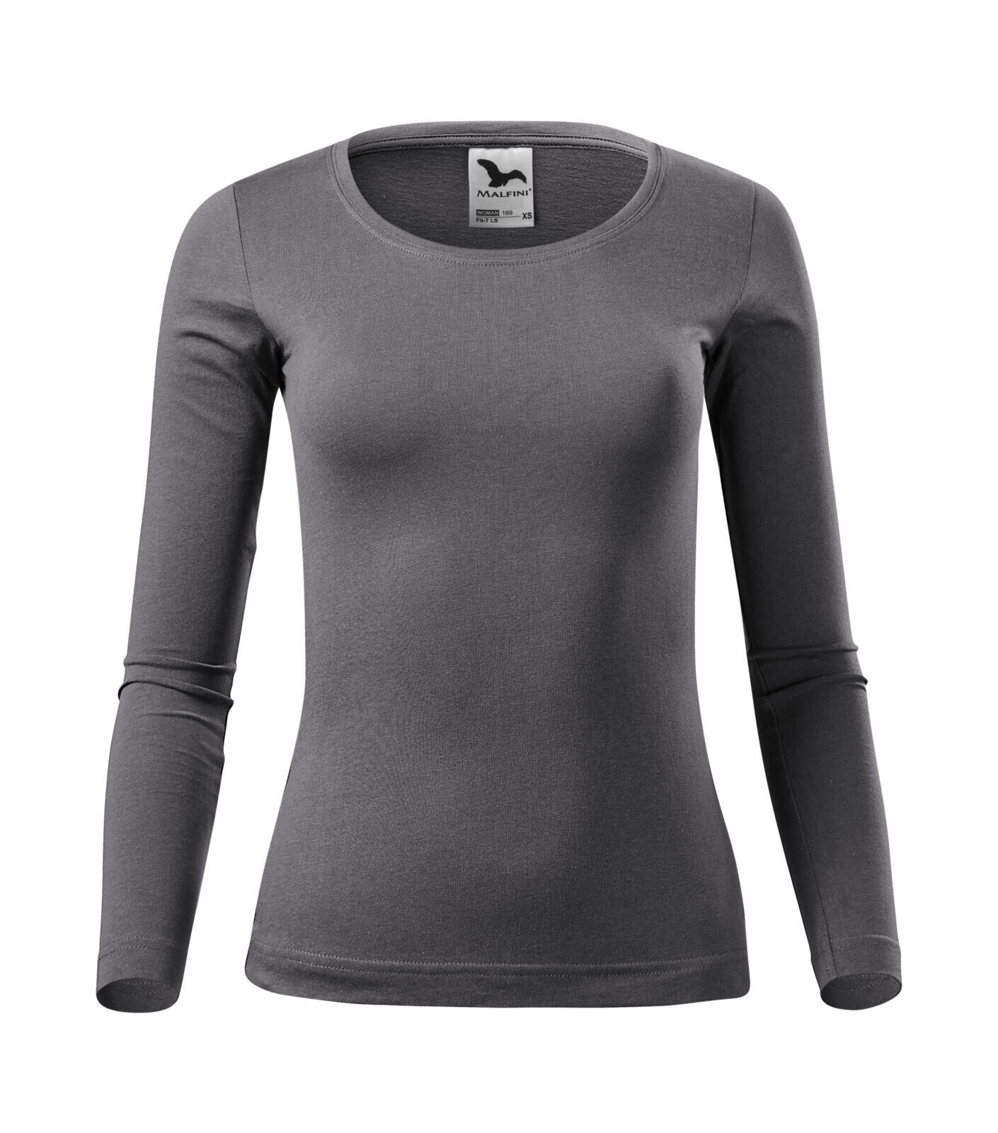 Dámske bavlnené tričko s dlhým rukávom Malfini Fit-T 169 - veľkosť: XL, farba: oceľovo sivá