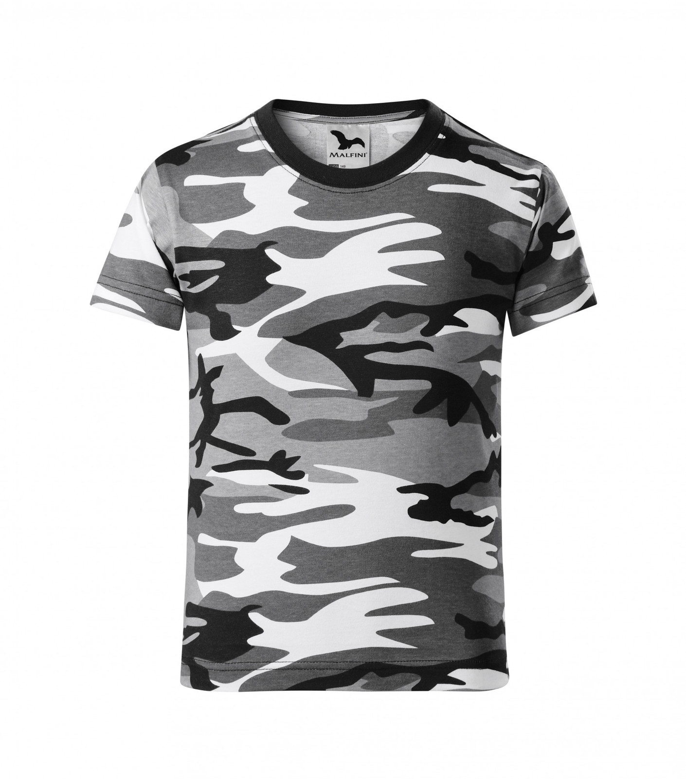 Detské maskáčové tričko Malfini Camouflage 149 - veľkosť: 158, farba: maskáčová šedá