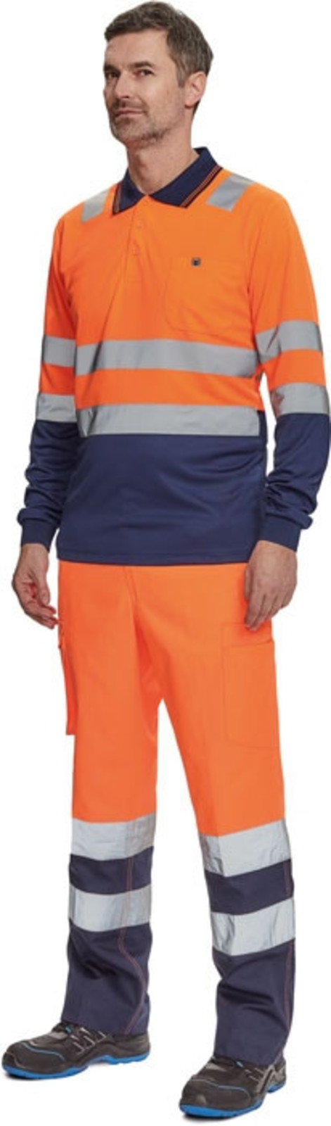 Reflexné nohavice Cerva Burgos HV - veľkosť: 56, farba: oranžová/navy