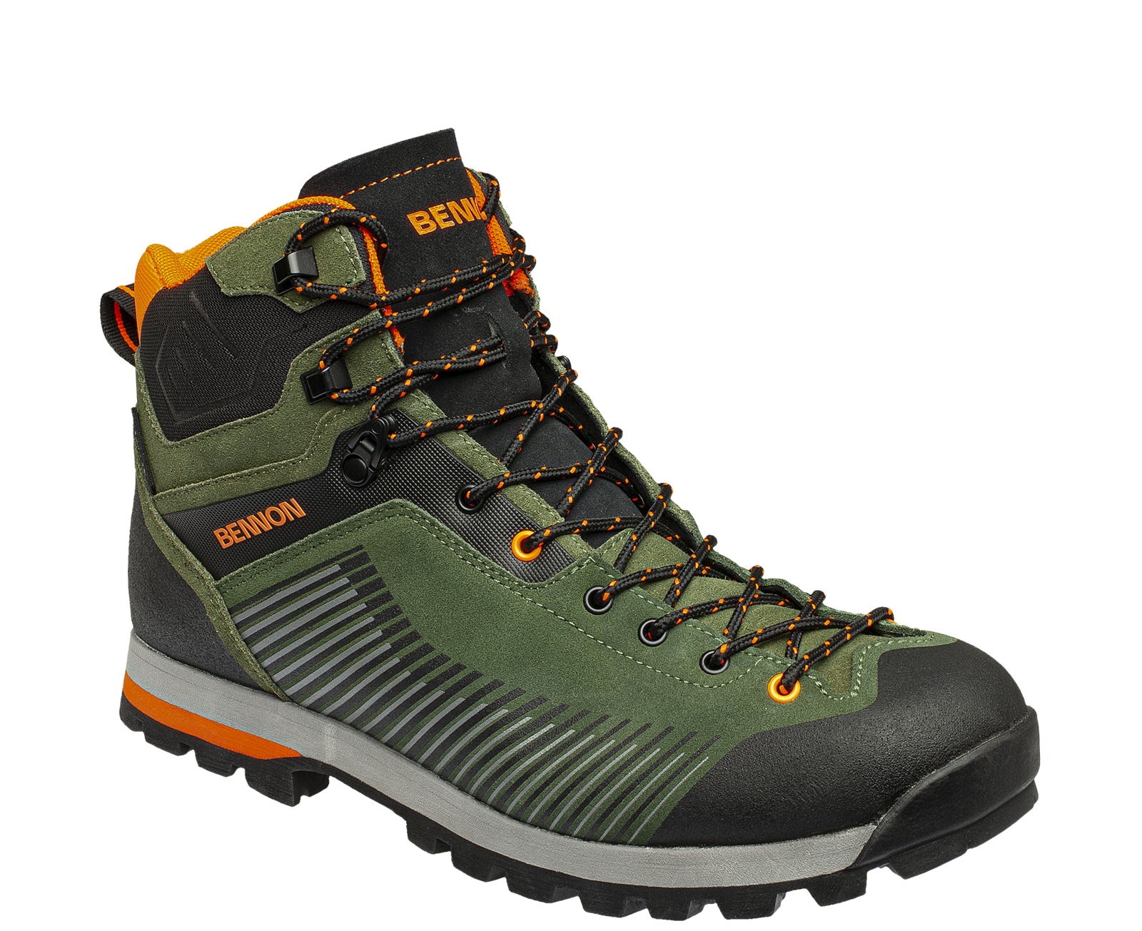 Kožená členková obuv s membránou Bennon Peak Green High - veľkosť: 42, farba: khaki/oranžová
