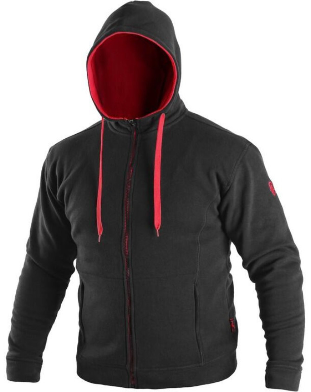 Mikina na zips s kapucňou CXS Harrison - veľkosť: M, farba: čierna/červená