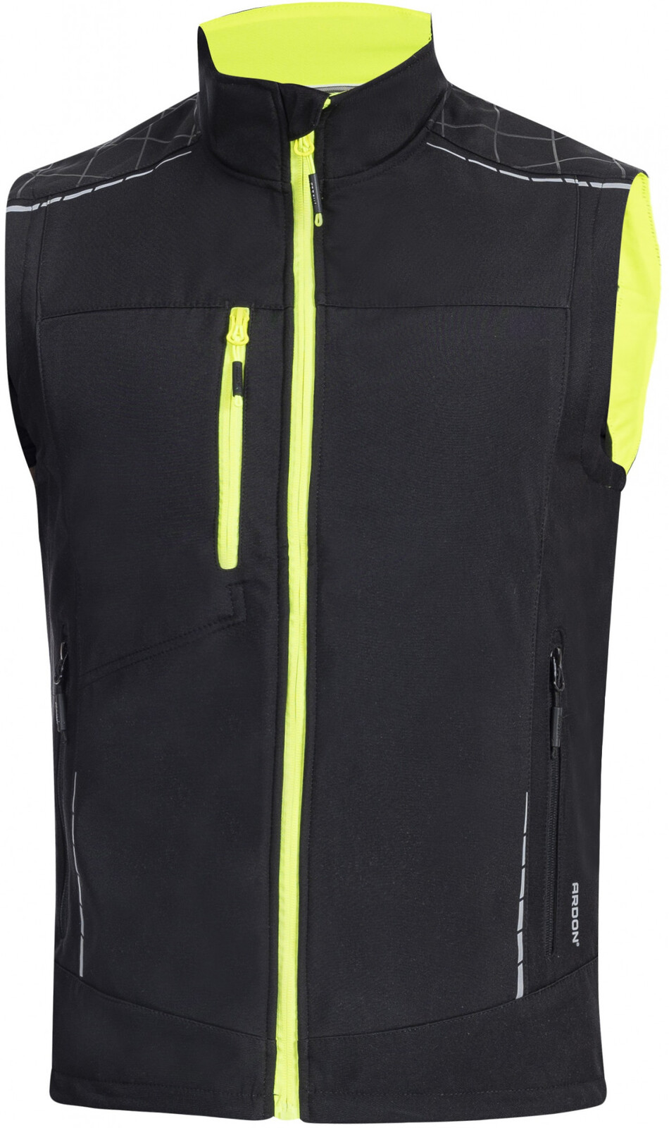Pánska softshellová vesta Ardon Vision - veľkosť: 3XL, farba: čierna/žltá