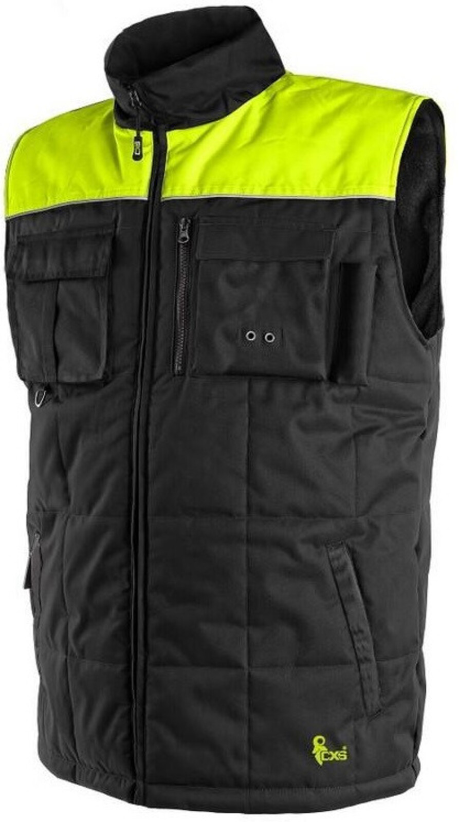 Pánska zateplená zimná vesta CXS Seattle - veľkosť: XXL, farba: čierna/žltá