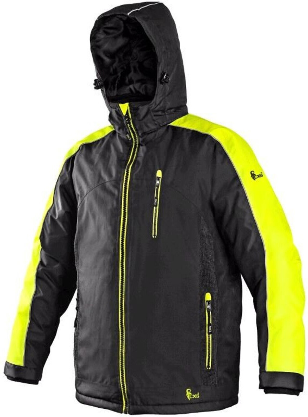 Pánska zimná bunda CXS Brighton - veľkosť: XL, farba: čierna/žltá