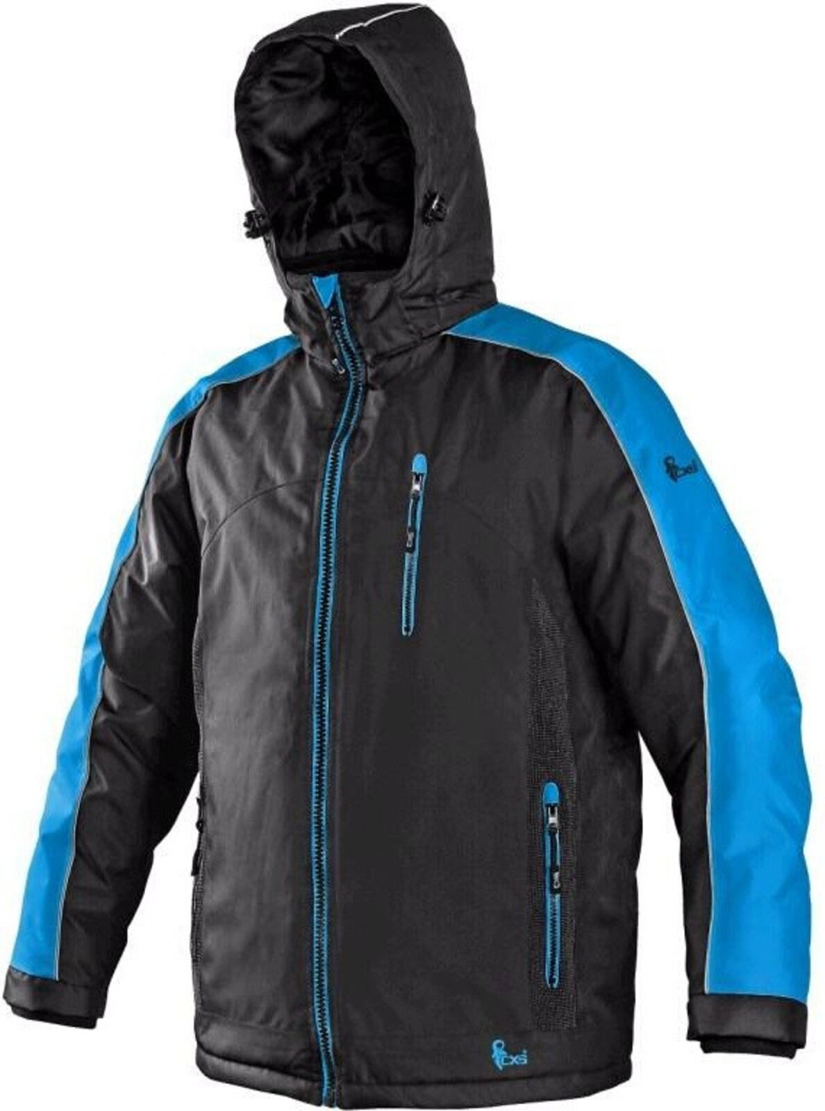 Pánska zimná bunda CXS Brighton - veľkosť: L, farba: čierna/modrá