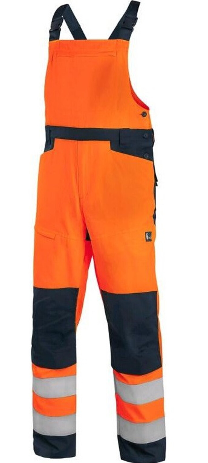 Pánske letné reflexné nohavice na traky CXS Halifax - veľkosť: 52, farba: oranžová/navy