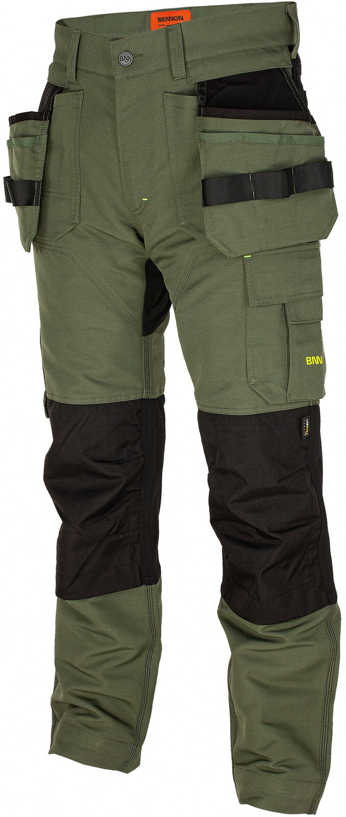 Pánské odolné strečové pracovné nohavice Bennon Erebos - veľkosť: 44, farba: zelená/čierna