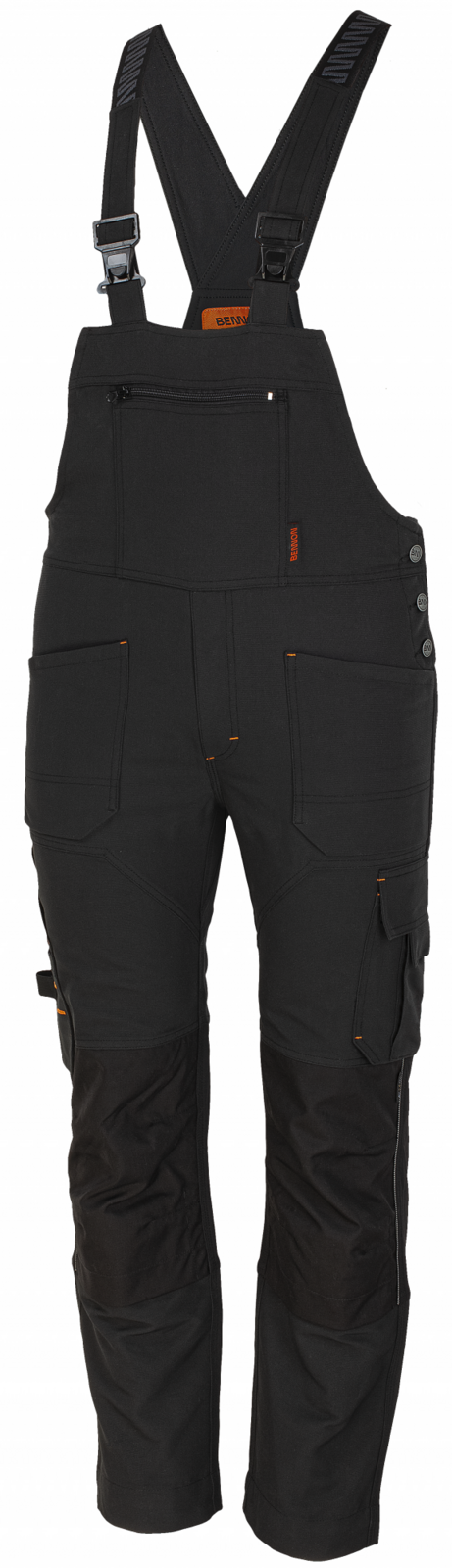 Pánske strečové montérkové nohavice na traky Bennon Erebos - veľkosť: 48, farba: čierna