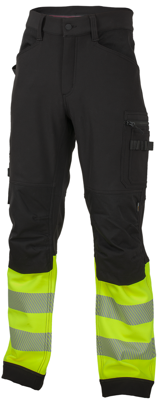 Pánske zateplené reflexné softshellové pracovné nohavice Bennon Reflectos - veľkosť: 54, farba: čierna/HV žltá