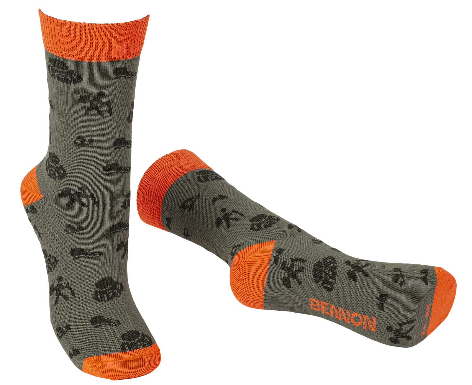 Ponožky Bennon Bennonky Trek - veľkosť: 42-44, farba: zelená/oranžová