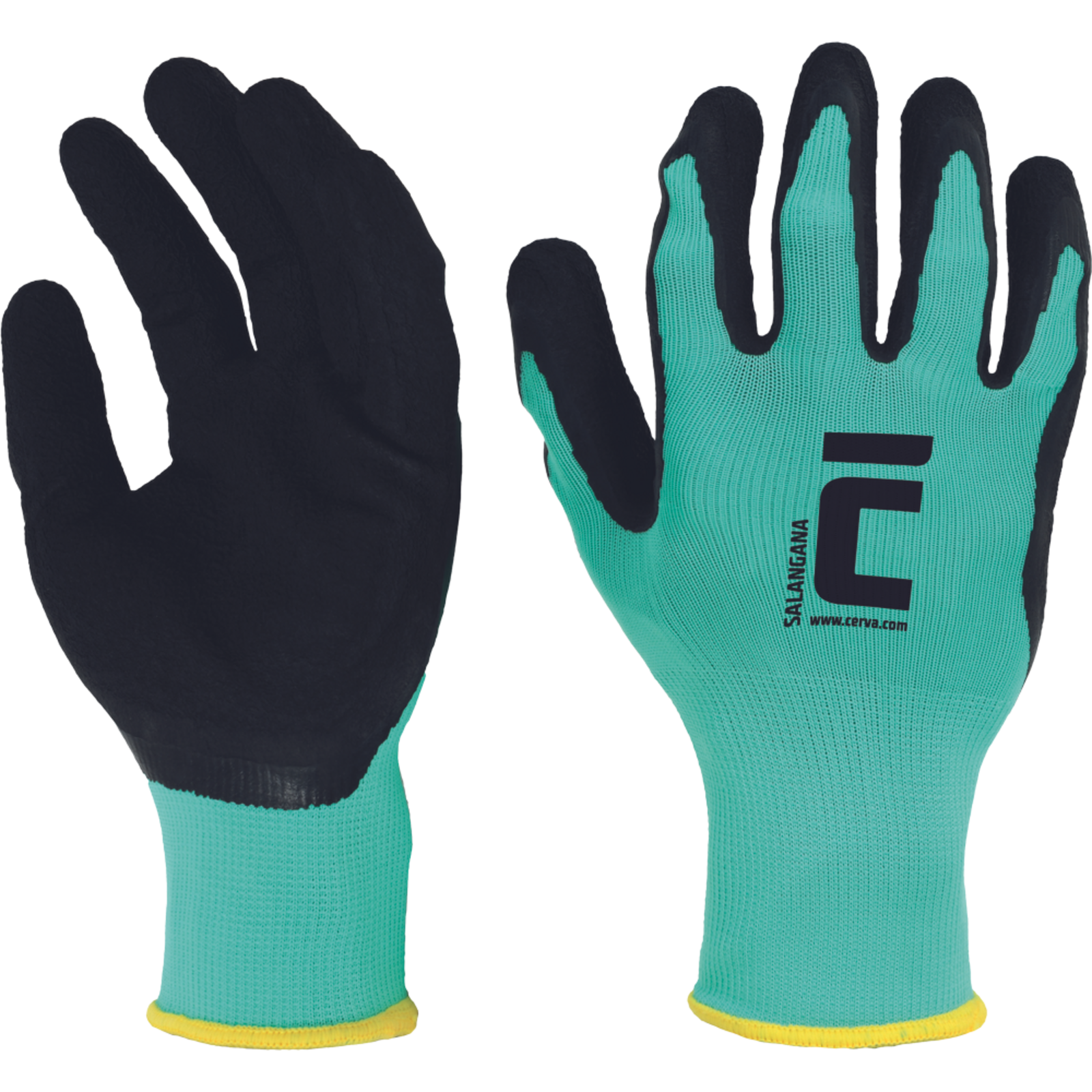 Povrstvené pracovné rukavice Cerva Salangana - veľkosť: 9/L, farba: tyrkysová