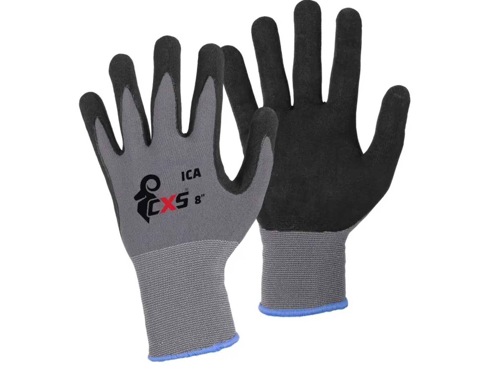 Povrstvené rukavice CXS Ica - veľkosť: 9/L, farba: sivá/čierna