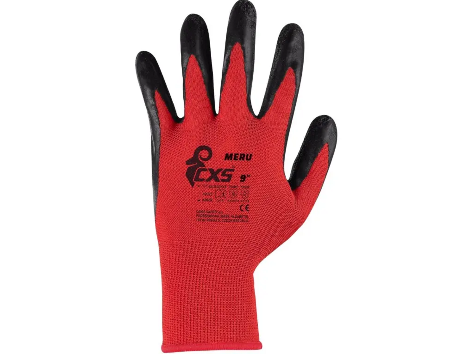 Povrstvené rukavice CXS Meru - veľkosť: 11/XXL, farba: červená/čierna