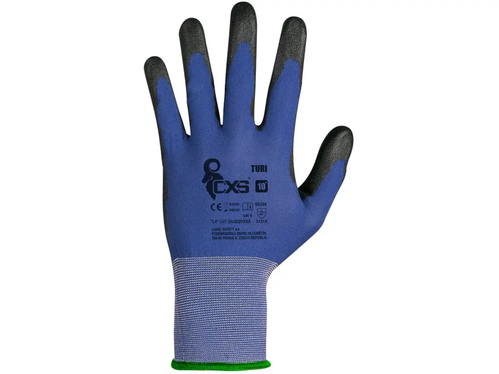 Povrstvené rukavice CXS Turi - veľkosť: 10/XL, farba: modrá/čierna