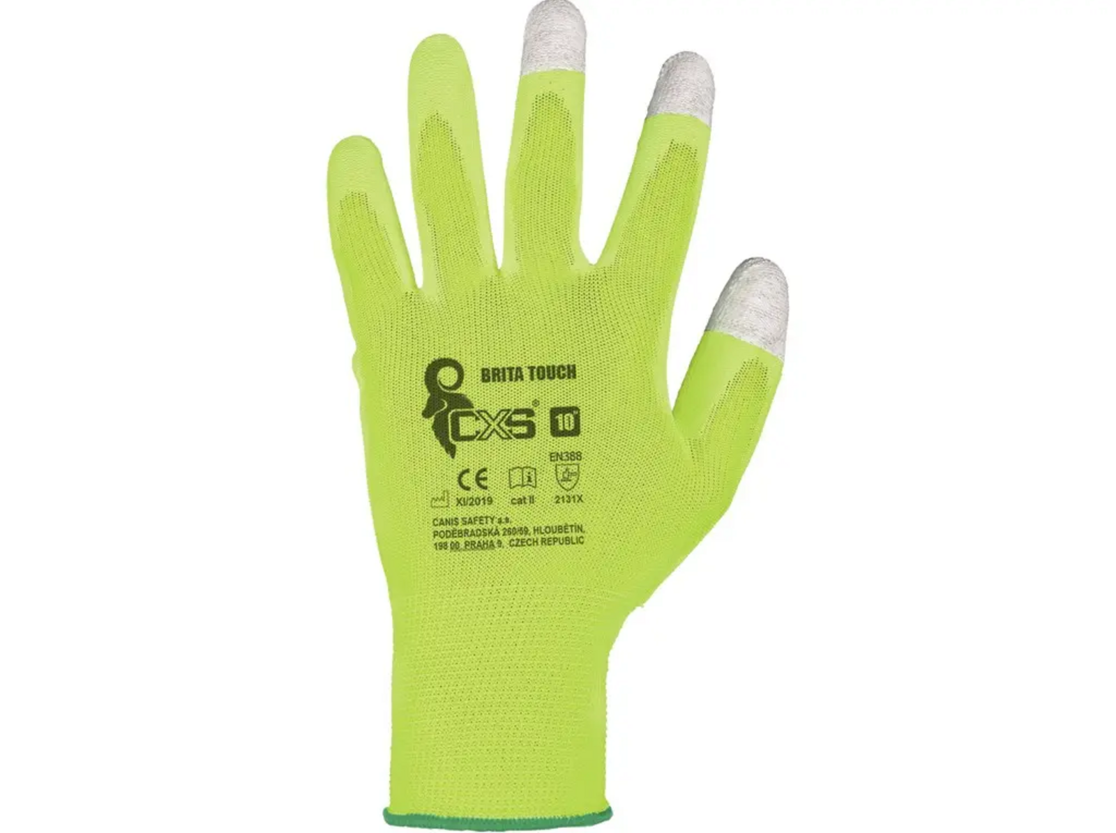 Povsrtvené rukavice CXS Brita Touch - veľkosť: 10/XL, farba: žltá
