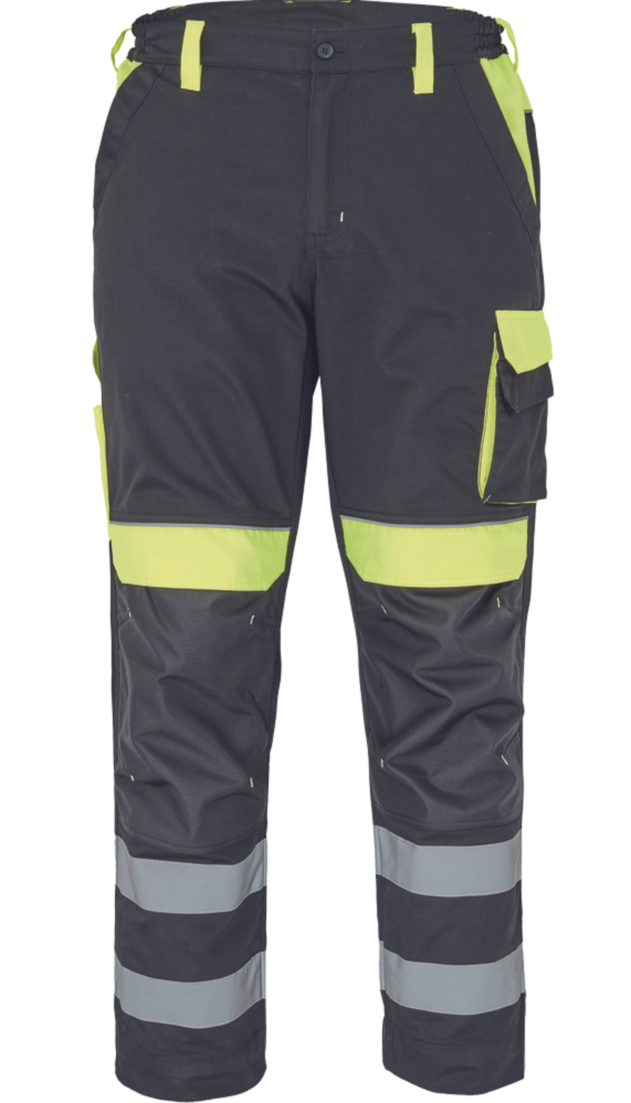 Pracovné nohavice s reflexnými pruhmi Cerva Max Vivo Reflex  - veľkosť: 52, farba: čierna/žltá