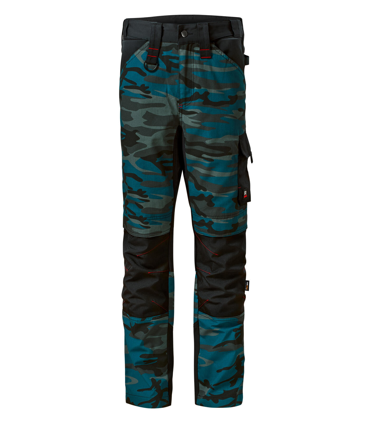Pracovné nohavice Rimeck Vertex Camo  - veľkosť: 44, farba: petrolejová/čierna