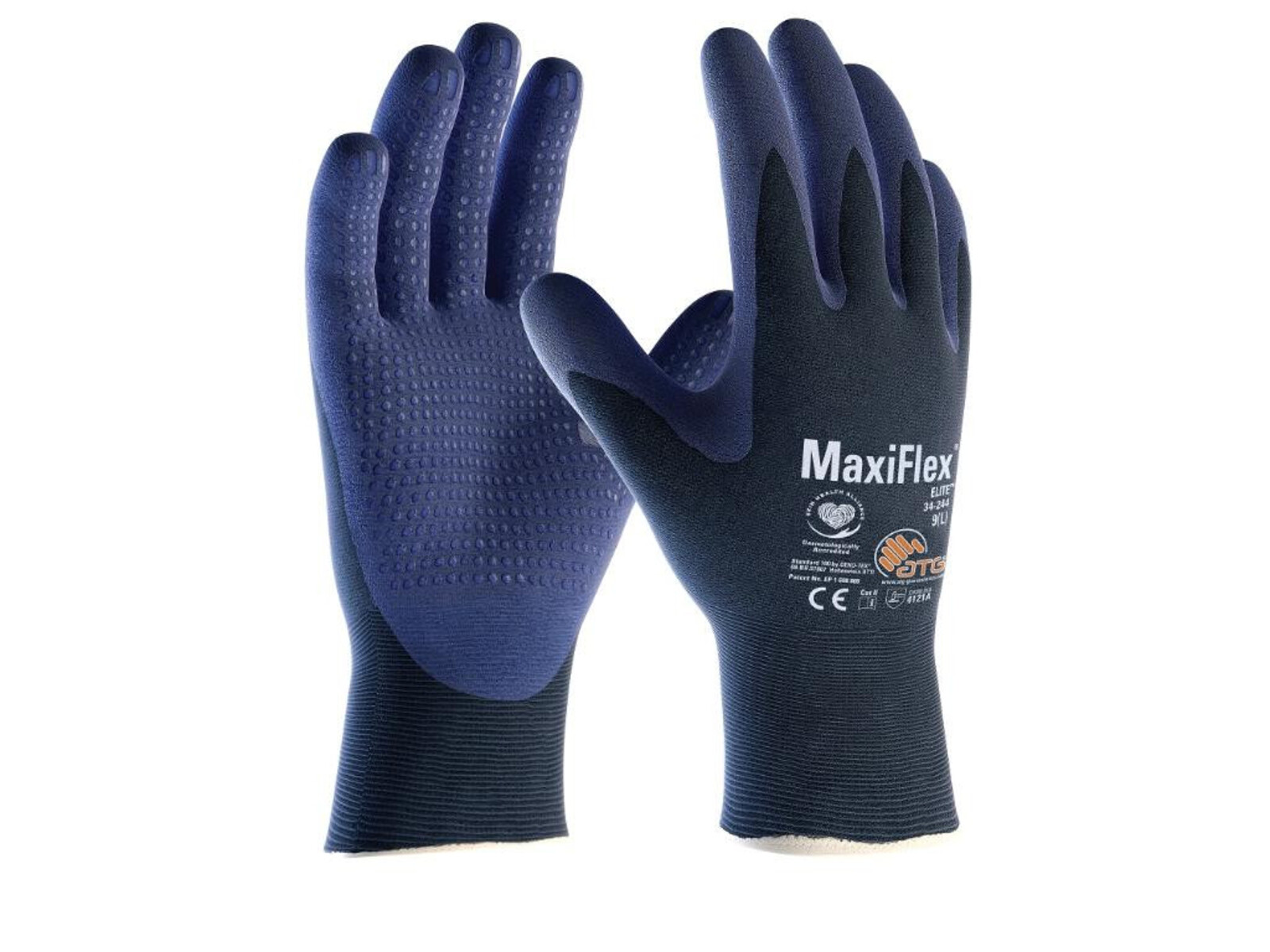 Pracovné rukavice ATG MaxiFlex Elite 34-244 (12 párov) - veľkosť: 9/L, farba: modrá