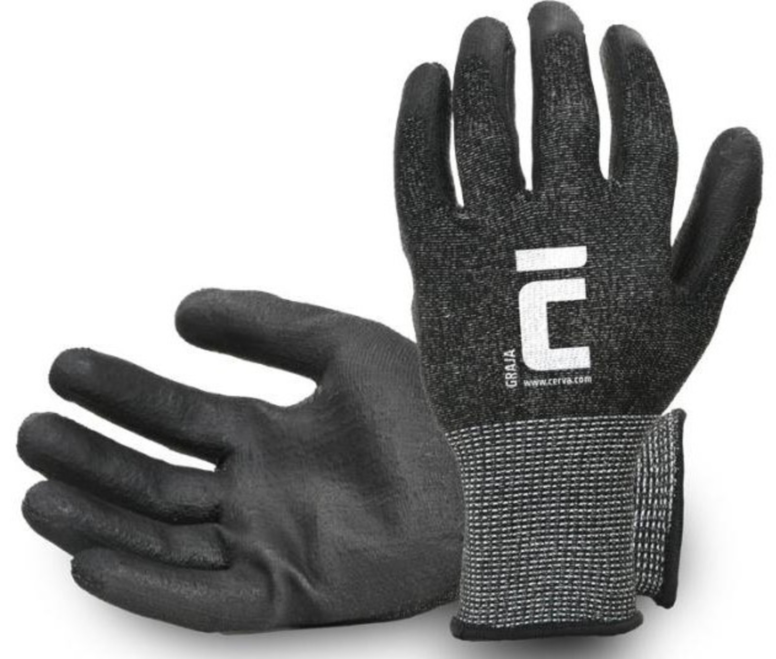 Pracovné rukavice Cerva Graja - veľkosť: 11/XXL, farba: čierna