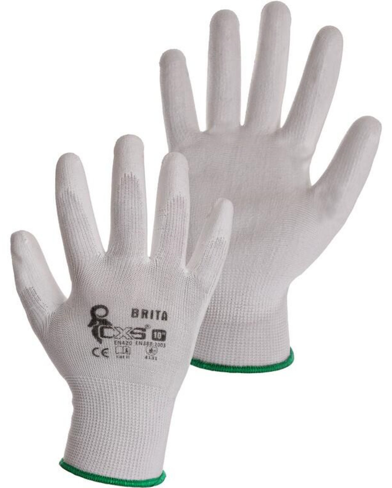 Pracovné rukavice CXS Brita biele - veľkosť: 10/XL, farba: biela