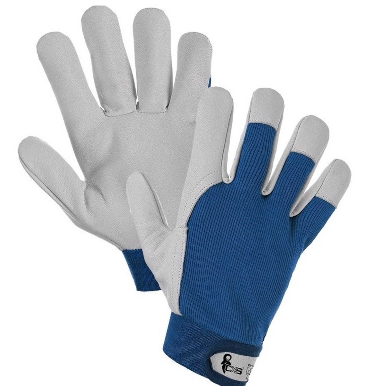 Pracovné rukavice CXS Technik A kombinované - veľkosť: 9/L, farba: biela/modrá