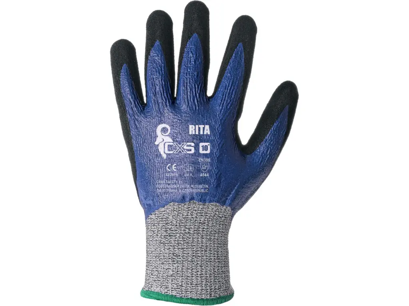 Protiporezové rukavice CXS Rita - veľkosť: 10/XL, farba: modrá/čierna