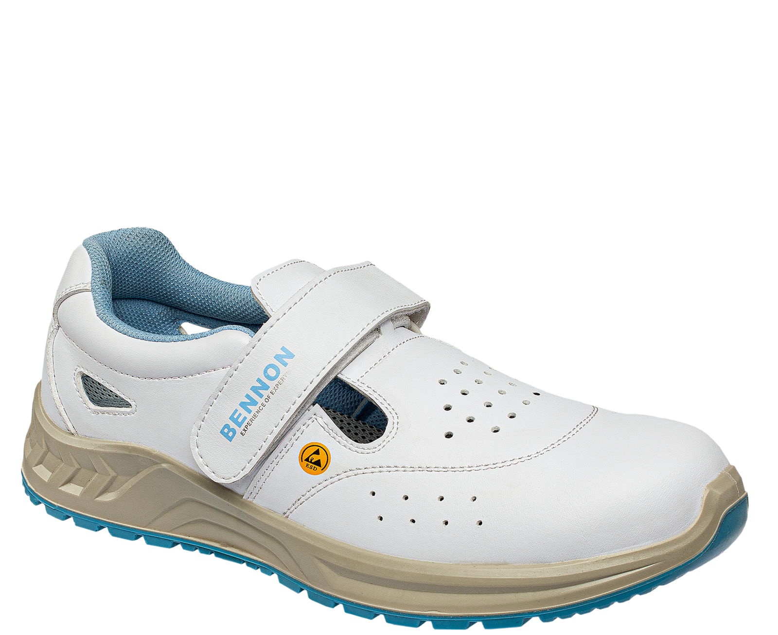 Protišmykové sandále Bennon White S1 ESD - veľkosť: 45, farba: biela