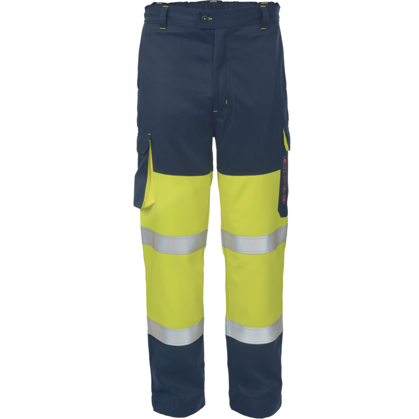 Reflexné pracovné nohavice Cerva Multinorm Tap PM HV - veľkosť: S, farba: žltá/navy