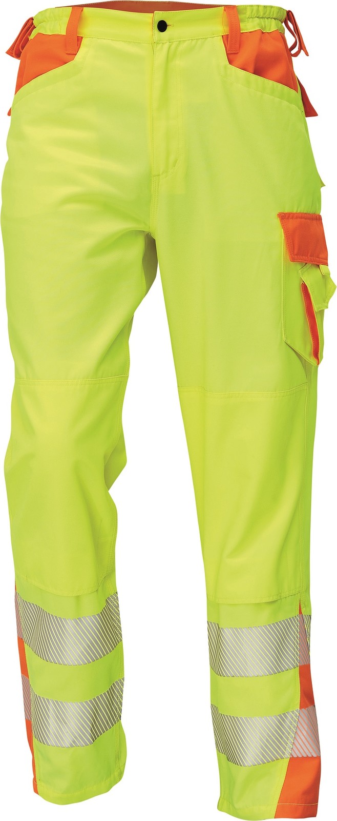 Reflexné pracovné nohavice Cerva Latton - veľkosť: 46, farba: žltá/oranžová