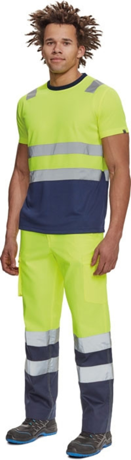 Reflexné tričko Cerva Monzon HV - veľkosť: XL, farba: žltá/navy