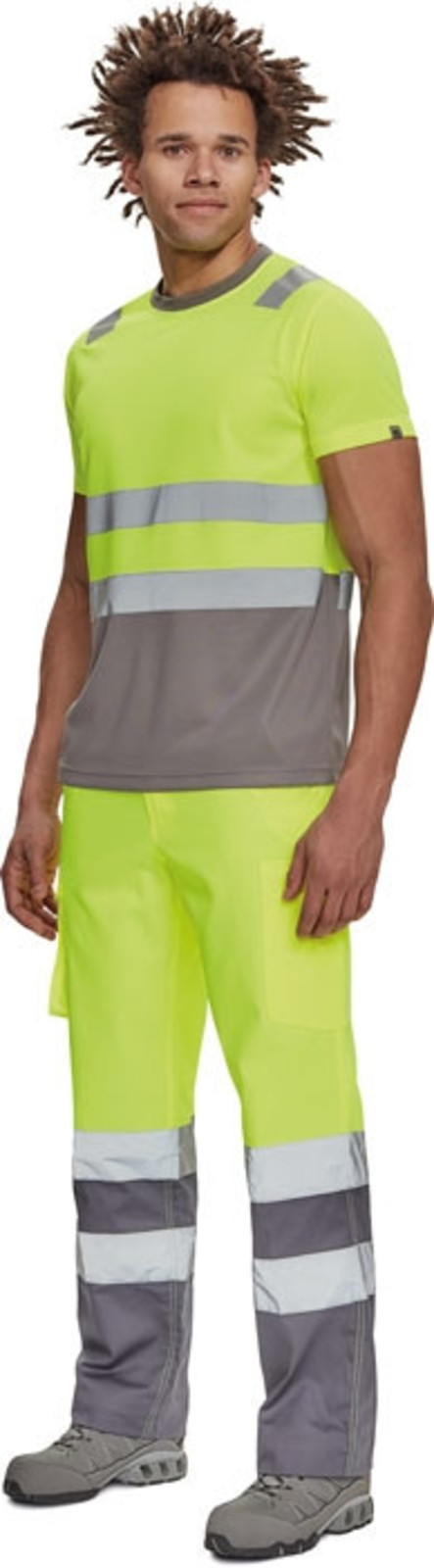 Reflexné tričko Cerva Monzon HV - veľkosť: XXL, farba: sivá/žltá