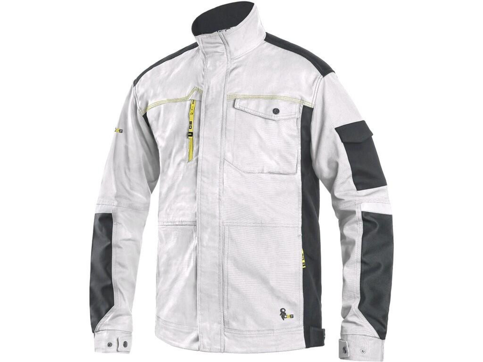 Strečová montérková bunda CXS Stretch - veľkosť: 54, farba: biela/sivá