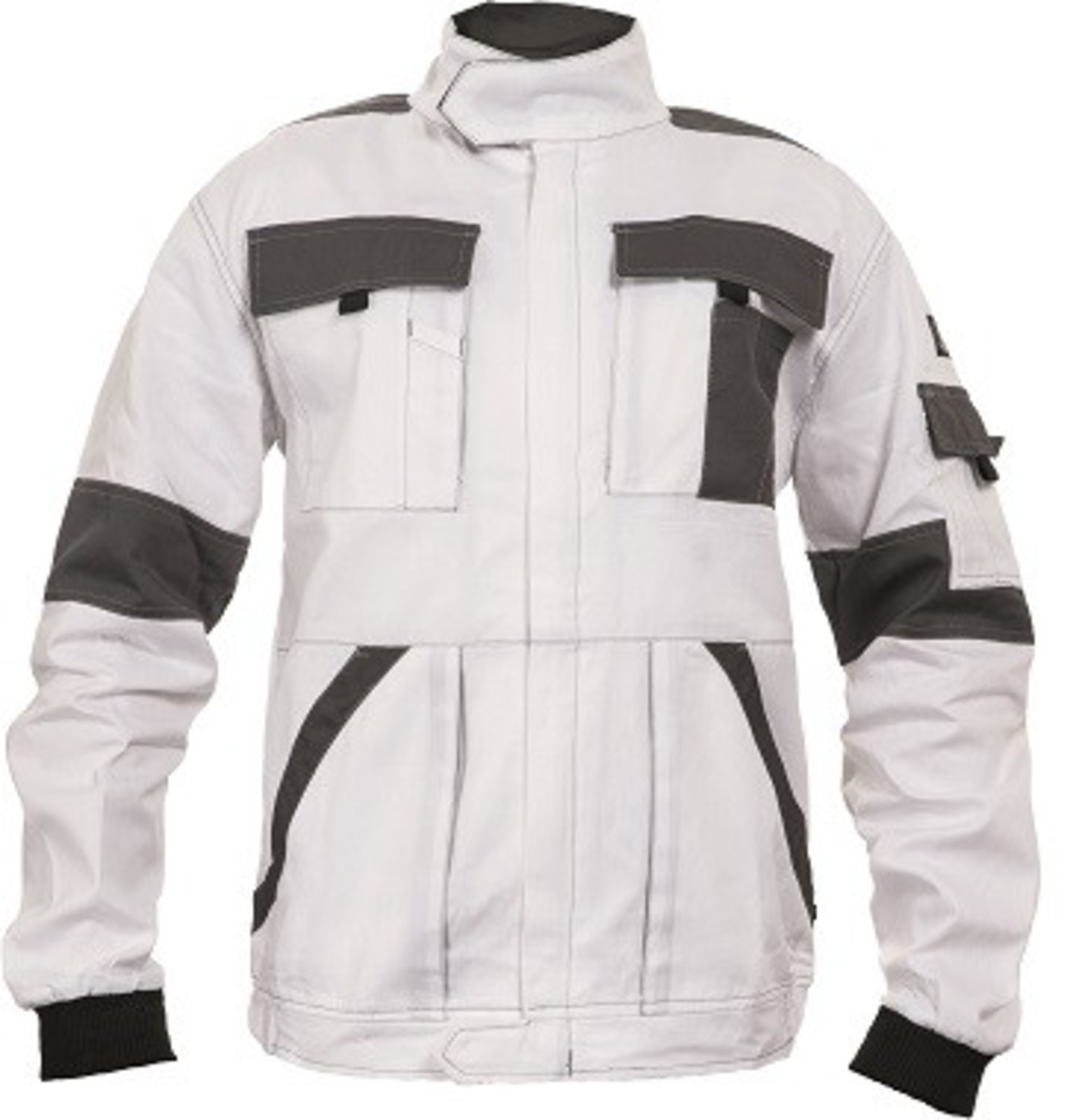 Tenšia bavlnená montérková bunda Max Summer  - veľkosť: 58, farba: biela/sivá