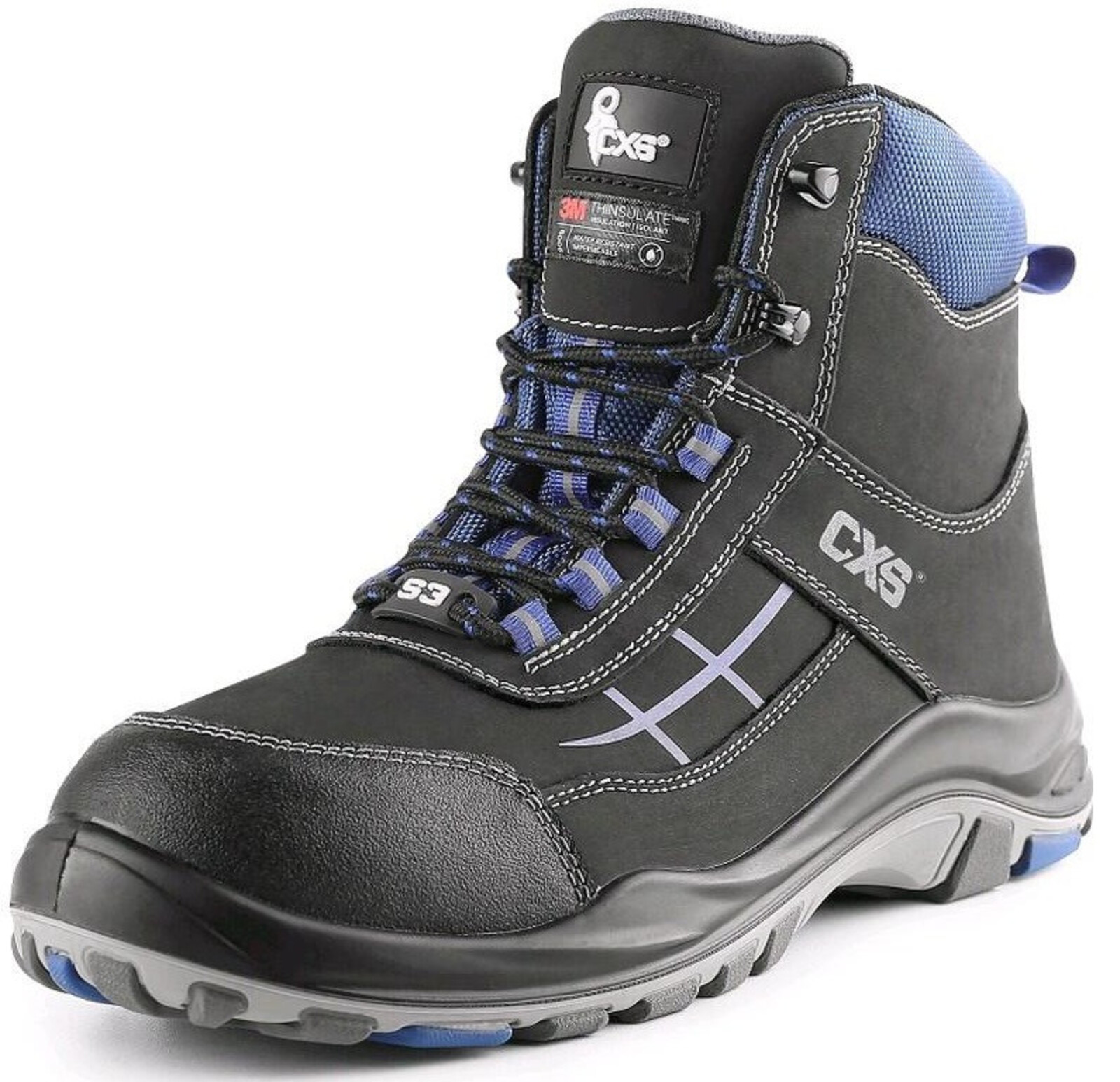 Zateplená bezpečnostná členková obuv CXS Dog Malamute S3 CI SRC - veľkosť: 38, farba: čierna/modrá