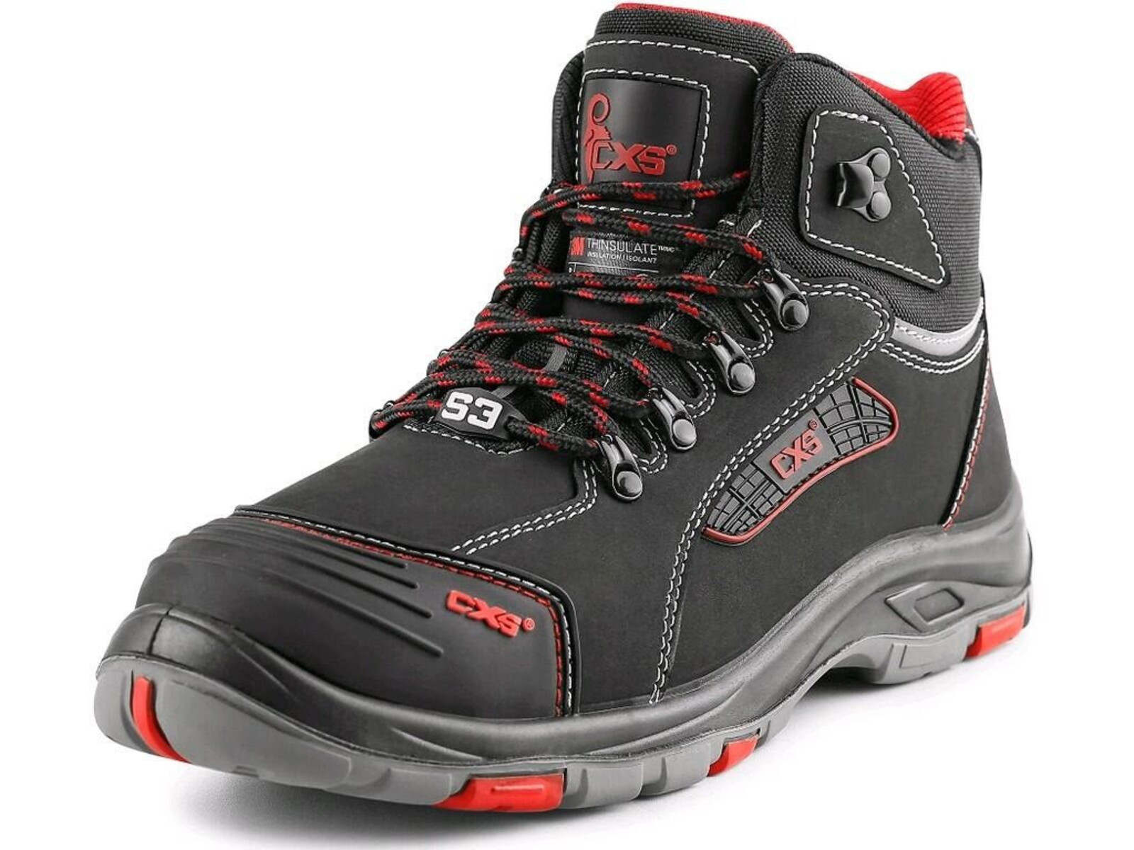 Zateplená bezpečnostná členková obuv CXS Rock Peprit S3 CI HRO SRC - veľkosť: 37, farba: čierna/červená