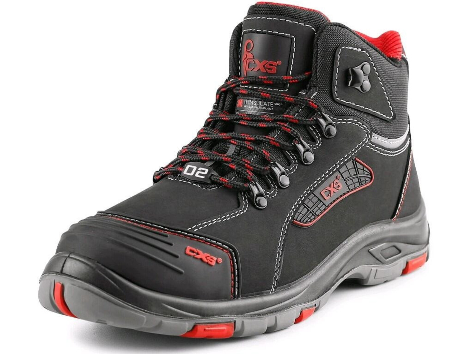 Zateplená pracovná členková obuv CXS Rock Peprit O2 FO CI HRO SRC - veľkosť: 43, farba: čierna/červená