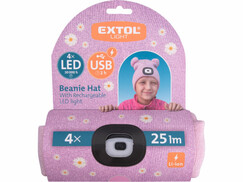Extol Light 43458 čiapka detská s čelovým svetlom LED 4x25lm, USB nabíjanie, ružová