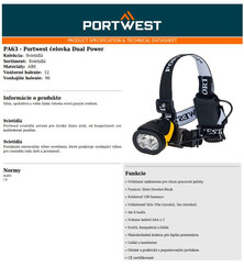 Čelovka Portwest Dual Power PA63, 100lm, 3xAAA